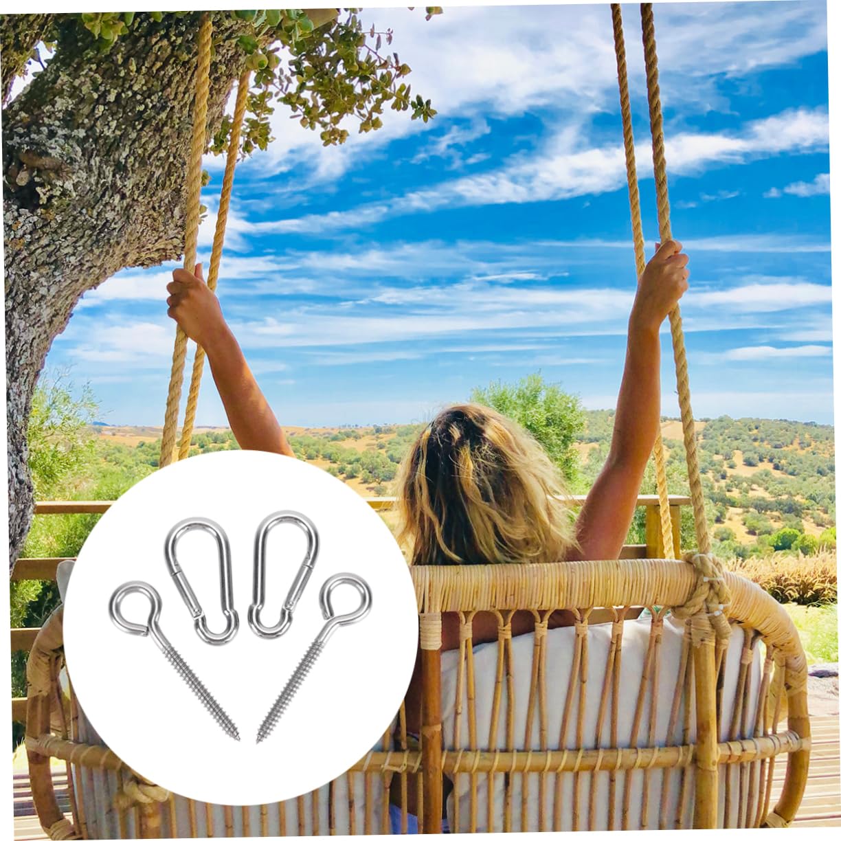 Happyyami Door Outdoor Swing Hook Chair Hanging Accessories Spring Hook Fixing Accessories for Hammock Swing Hook