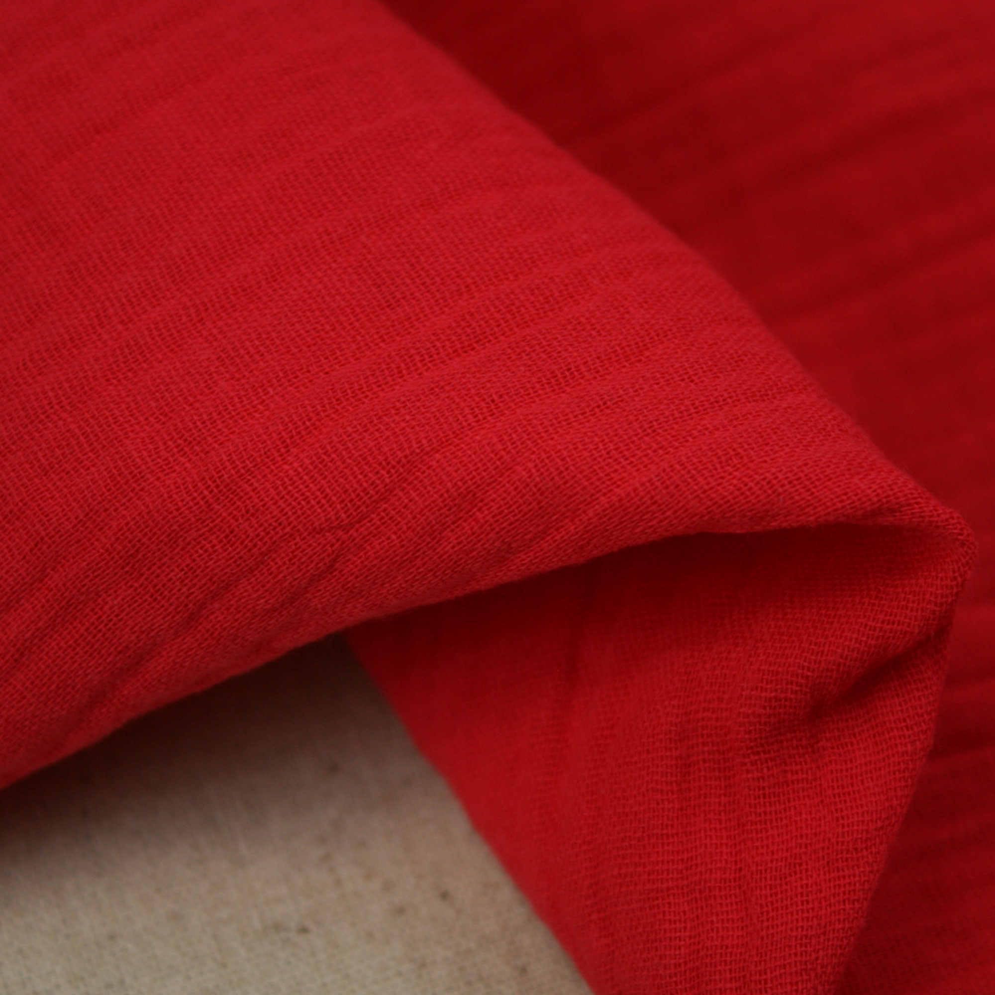 We Love Fabric Double Gauze 100% Cotton Fabric Dressmaking Plain Lightweight Soft Muslin (Red), 2402200