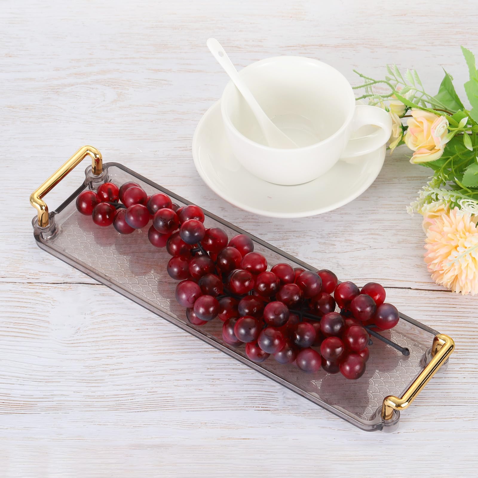 PATIKIL Plastic Serving Tray with Golden Handle - Image 4