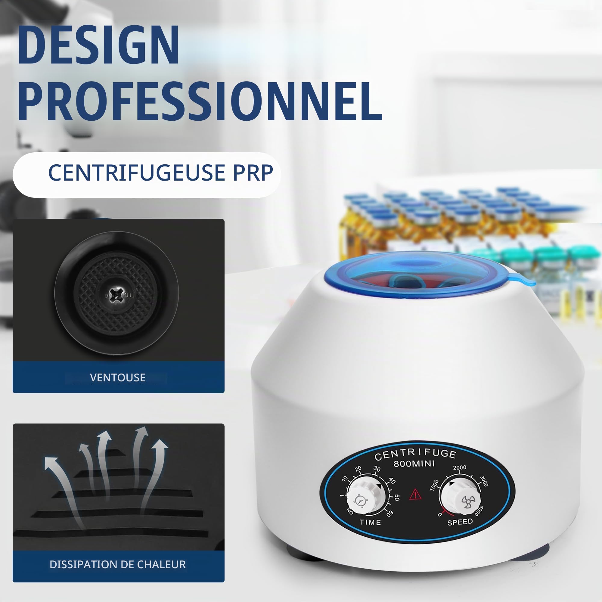 SJ 800min 6x10ml Centrifugeuse Laboratoire, Professionnelle Centrifugeuse PRP Plasma avec 4000rpm, 1795xg Centrifugeuse de Laboratoire
