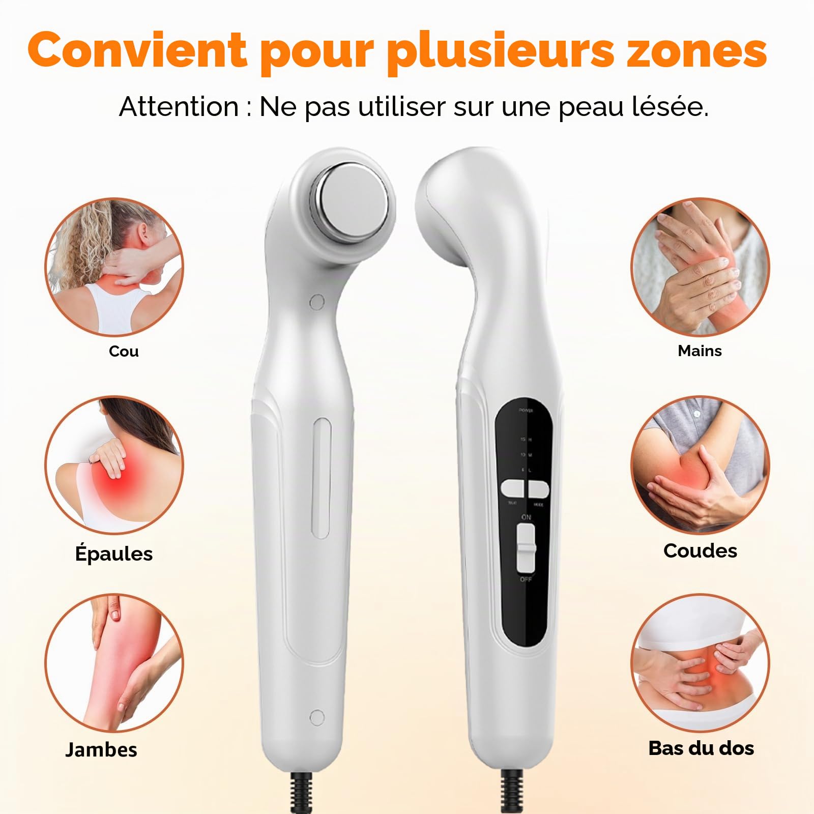 Appareil De PhysiothéRapie à Ultrasons, Appareil à ultrasons portable pour usage domestique, ChronoméTrage De 15 Minutes + 3 Vitesses RéGlables, pour le traitement de la douleur et de l'arthros