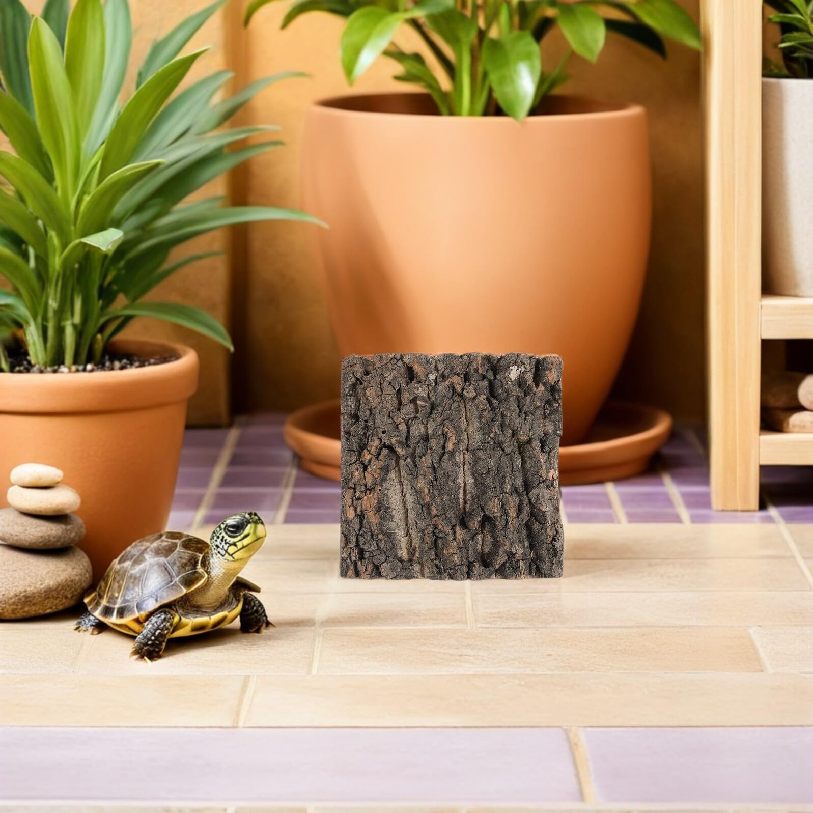 6 Piezas Fondo para Terrario de Reptiles 6 Piezas de Corteza de Corcho Natural 15X15 CM, Pared Decorativa Texturizada 3D para Hábitat de Geckos, Tortugas y Camaleones, Resistente