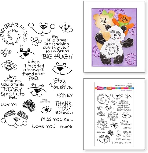 Miniatura 2 de Spellbinders Stampendous Bear Hugs Face and Sentiments - Juego de sellos transparentes