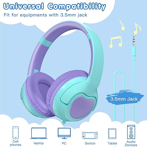 Miniatura 5 de ZIHNIC Auriculares Bluetooth para niños, Auriculares inalámbricos para niños sobre la oreja con volumen de 85dB94dB limitado - azul