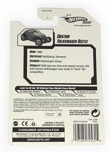 Miniatura 2 de Hot Wheels 2009 Heat Fleet Custom Volkswagen Beetle RED Escala 1:64
