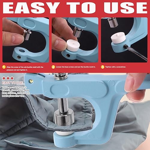 Miniatura 5 de Hilitchi Kit de 103 cierres de cuero, 6 colores de 0.492 in, broches de presión de metal, broches de botón de metal con alicates a presión,