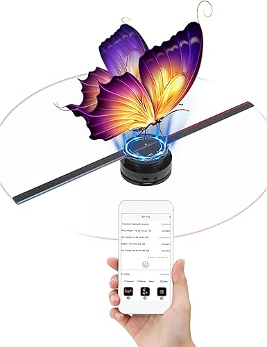 ASHATA Ventilador holográfico 3D, proyector WiFi de proyección holográfica con 224 cuentas de luz LED, 16.5 in, reproductor de publicidad 3D, para