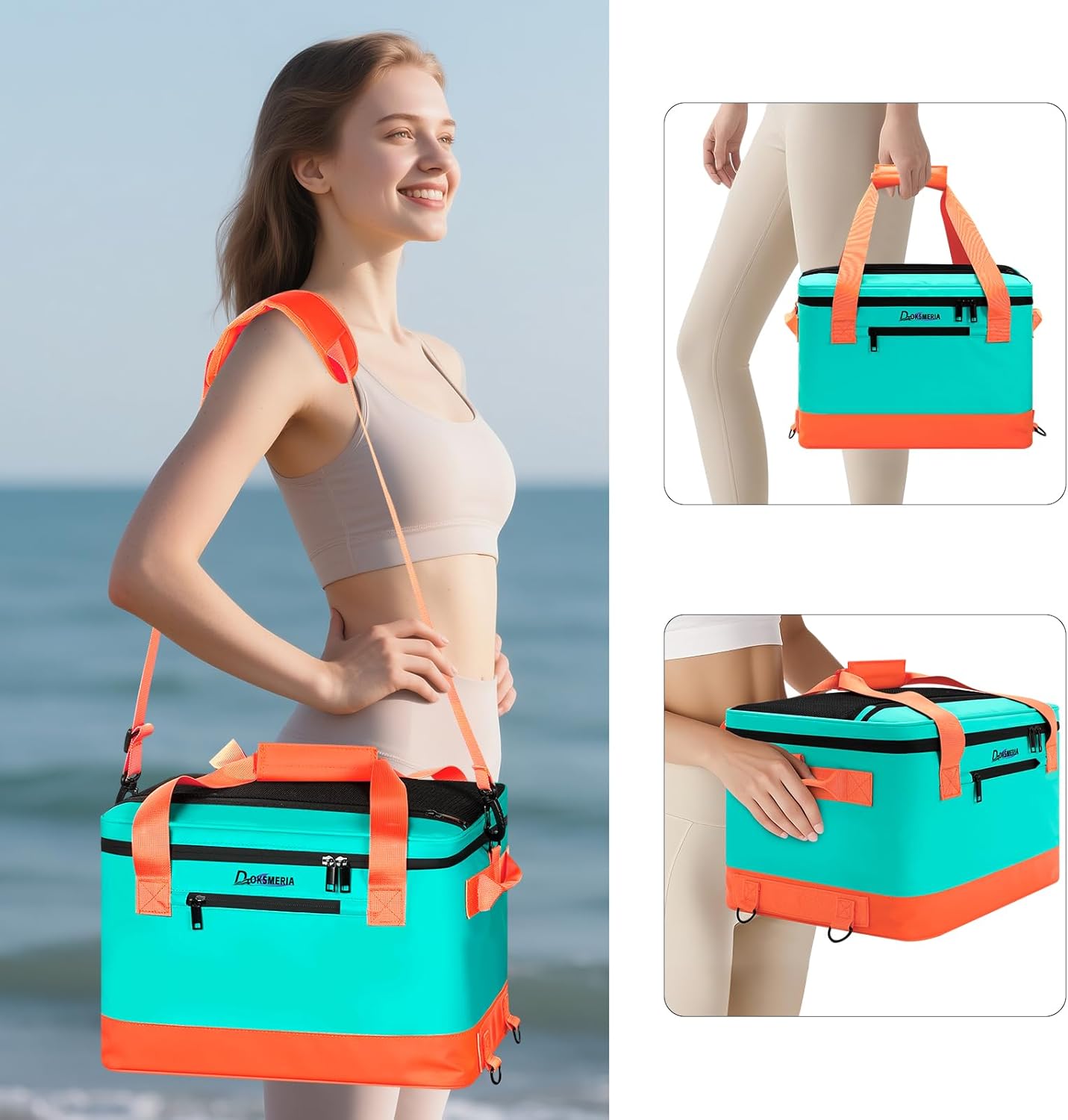 Paddle Board Cooler Waterproof, Super Capacity SUP Paddleboard Deck Cooler with Shoulder Strap & 6 Elastic Rope Clips, Paddle Board Accessories Bag for Stand Up Paddleboard and Kayak