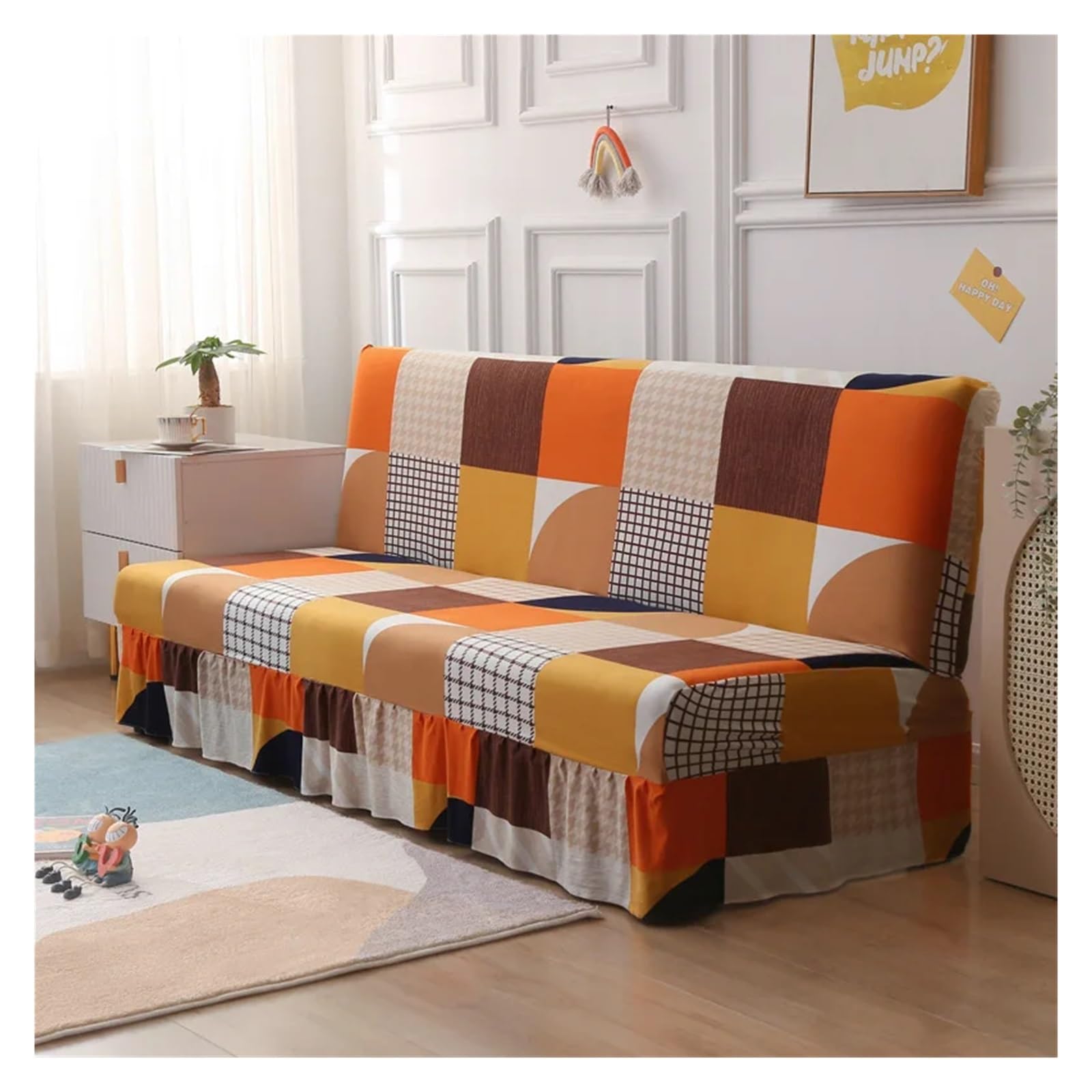 Housse de canapé sans bras élastique jupe Color23 190x225cm