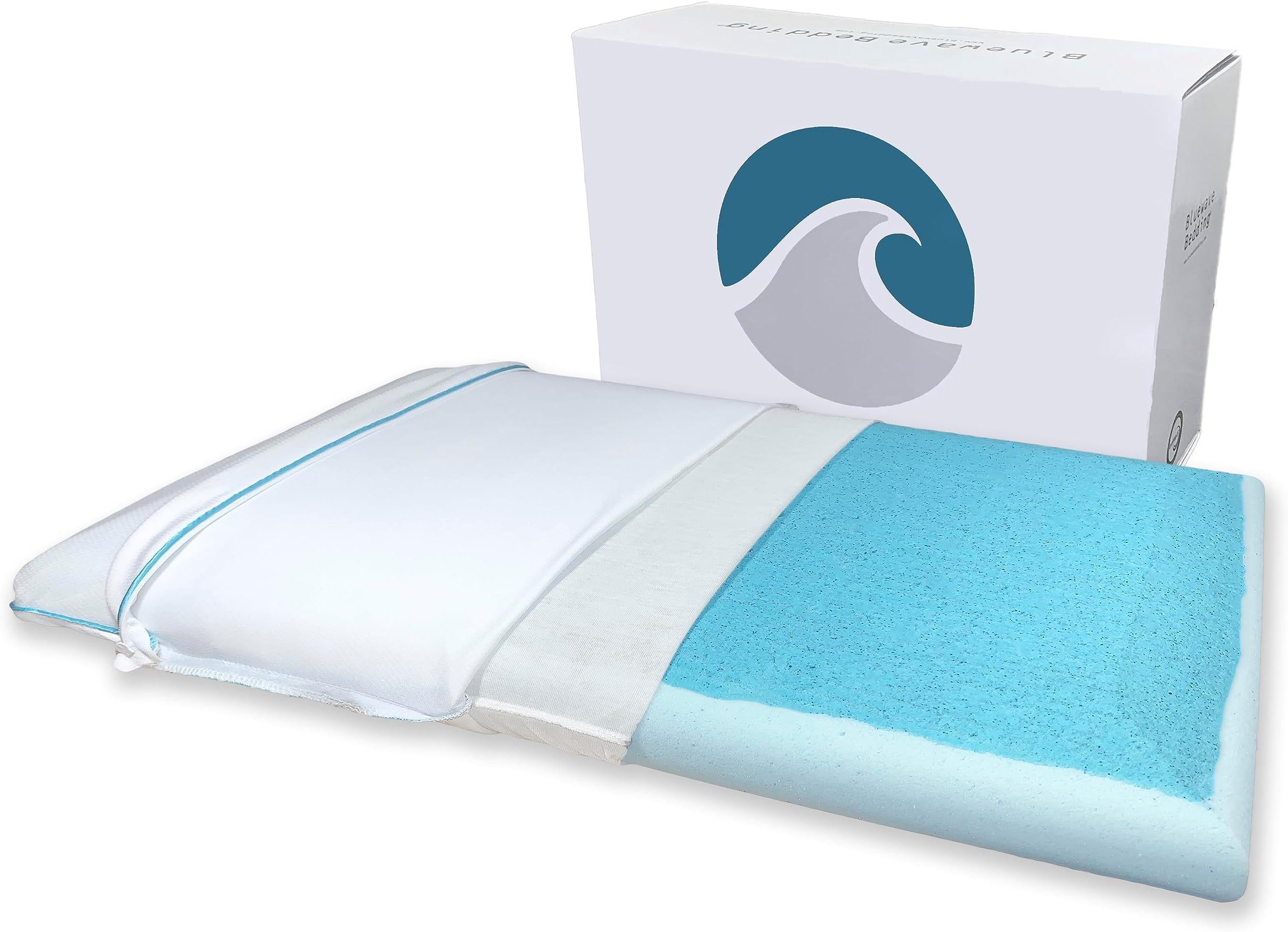 Bluewave Bedding Slim, Super Slim, Ultra Slim, Gel Infused Memory Foam Pillow, Ultra Slim (Plush) Blue