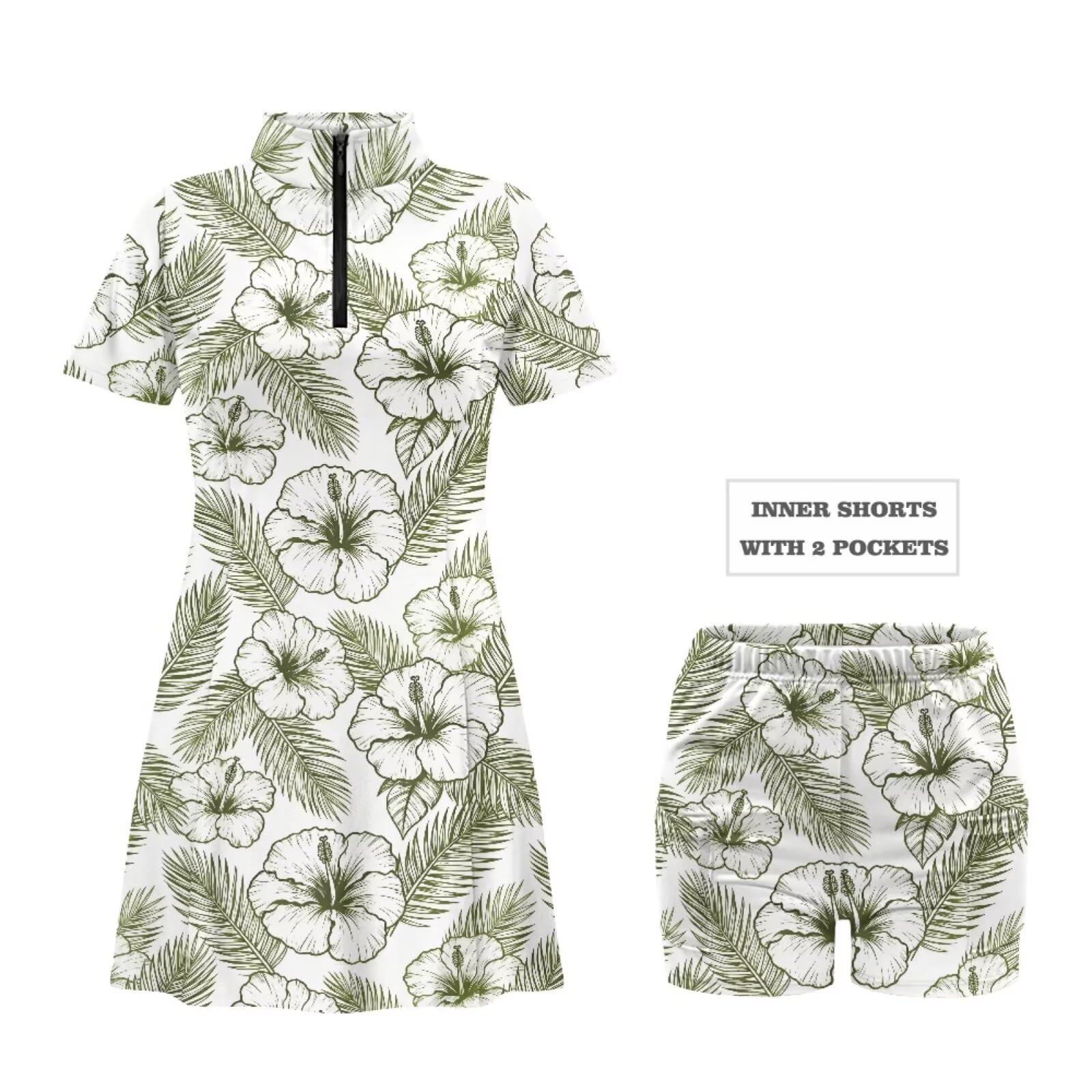 chaqlin Vestidos de tenis para mujer con pantalones cortos con control de abdomen, vestido de golf atlético deportivo con bolsillos, tallas XS-2XL