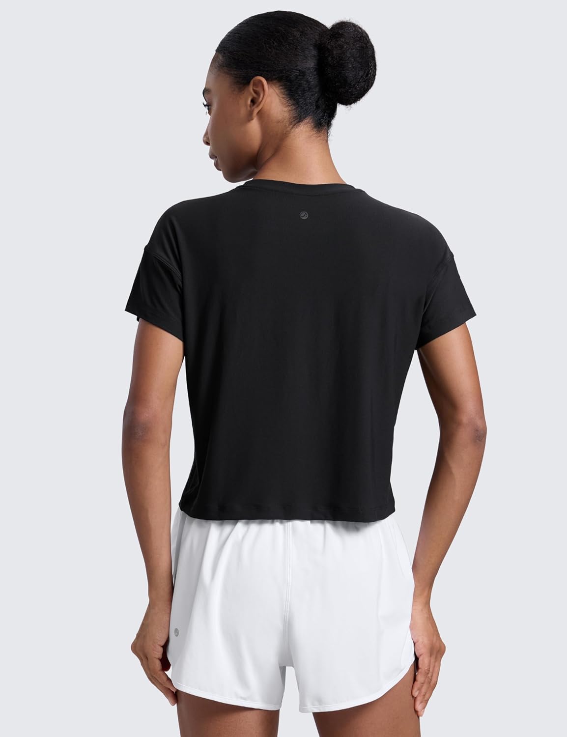 CRZ YOGA Cloudweight High Neck Workout Tops for Women Basic Athletic Lightweight Short Sleeve Shirts Loose Running T-Shirt - Image 2