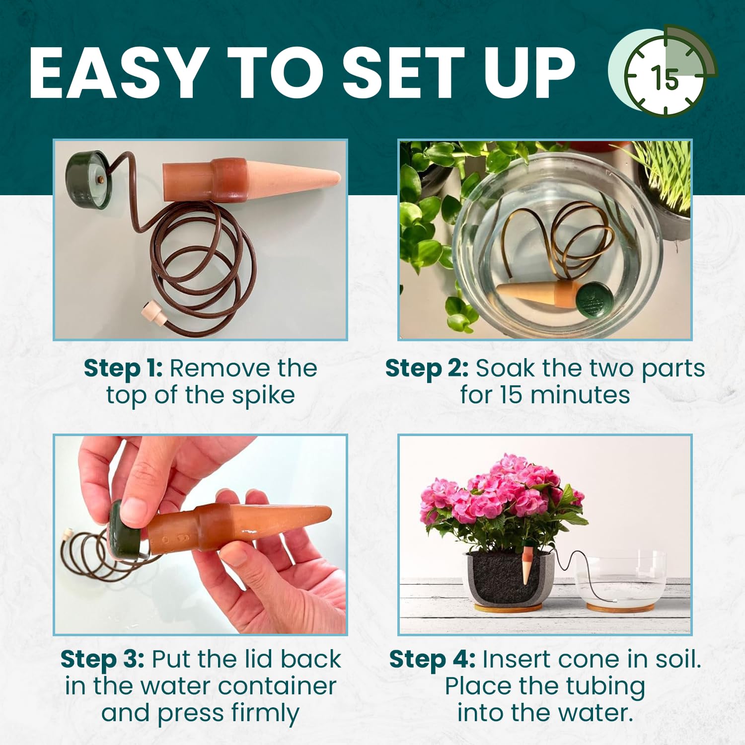 Blumat Classic Self-Watering Stakes - Prevents Overwatering and Underwatering for Healthy Growth While You are Away - Ideal for Indoor Plant Watering, 50 Pack, wo Adapter