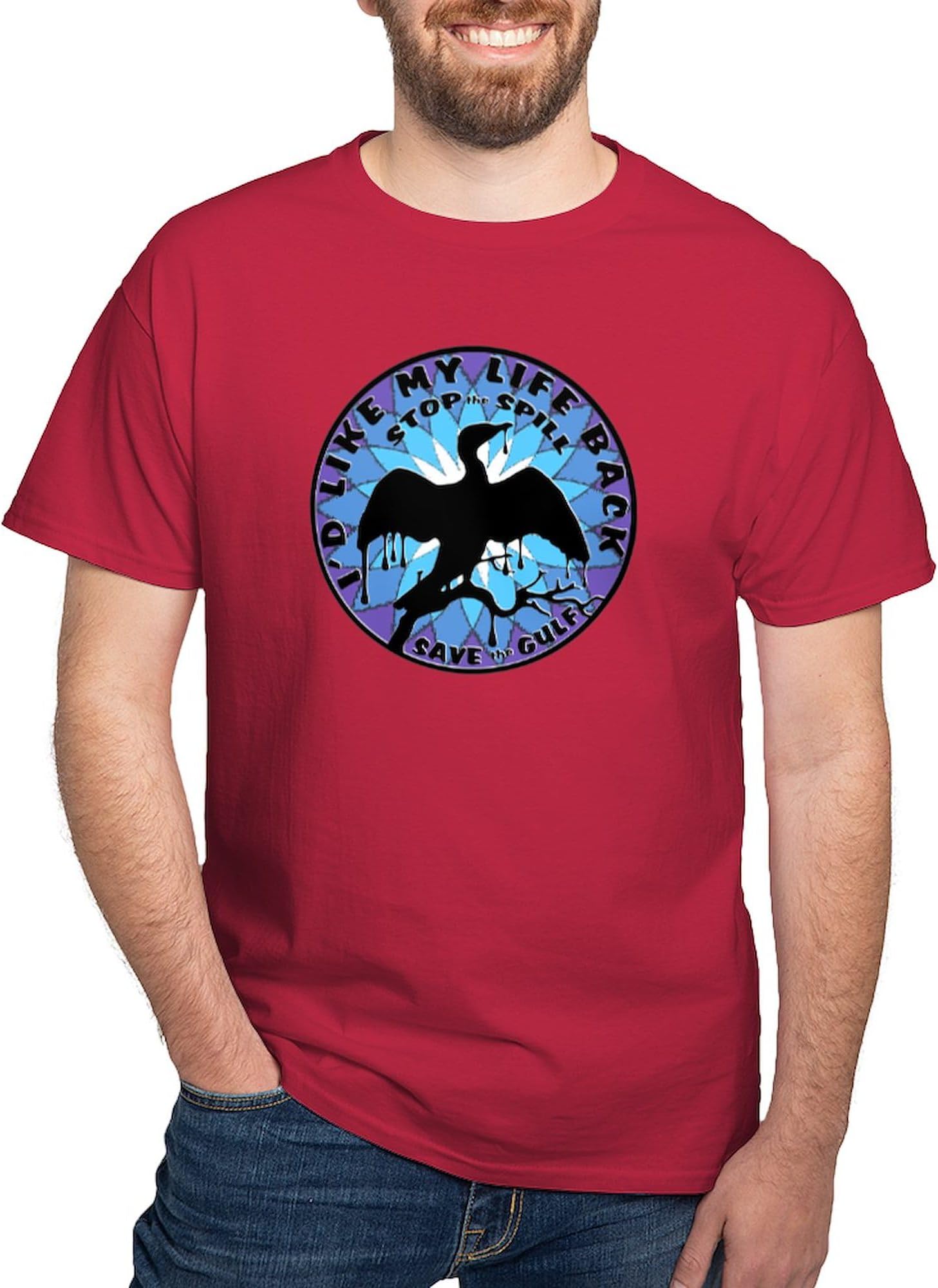 CafePress Life Back BP Gulf Oil Spill T Shirts Dark T Shirt Men's 100% Cotton, Classic Graphic Dark T-Shirt