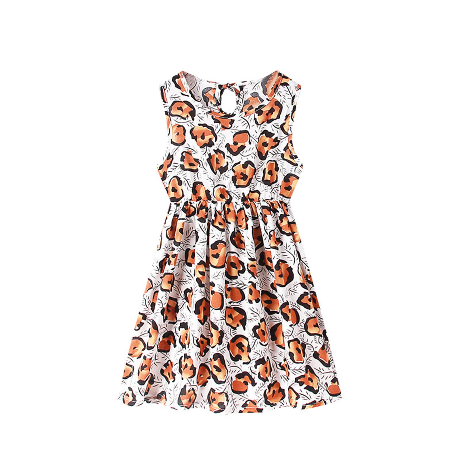 Generic AI 2024 - Vestido largo de verano para niñas pequeñas, cuello redondo, sin mangas, casual, playa, estampado floral, vestido largo de princesa para desfile