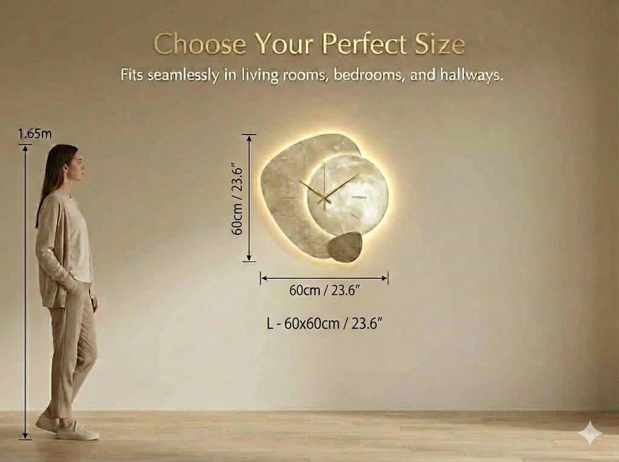 Creativo orologio da parete a LED e grande orologio da parete per soggiorno, movimento silenzioso e luminoso, per decorazione domestica, ufficio, corridoio, struttura 3D in porcellana con cristallo