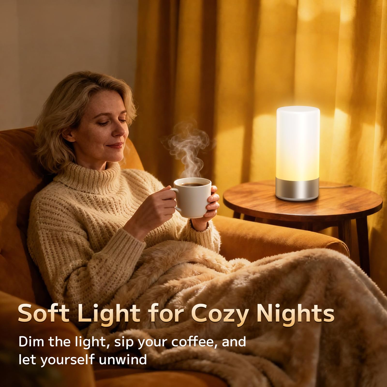 Nachttischlampe, Touch-Steuerung, Nachttischlampe für Schlafzimmer, 3 Stufen dimmbar, warmweiße Lichter mit 256 RGB-Farbmodi, modernes Design, Tisch