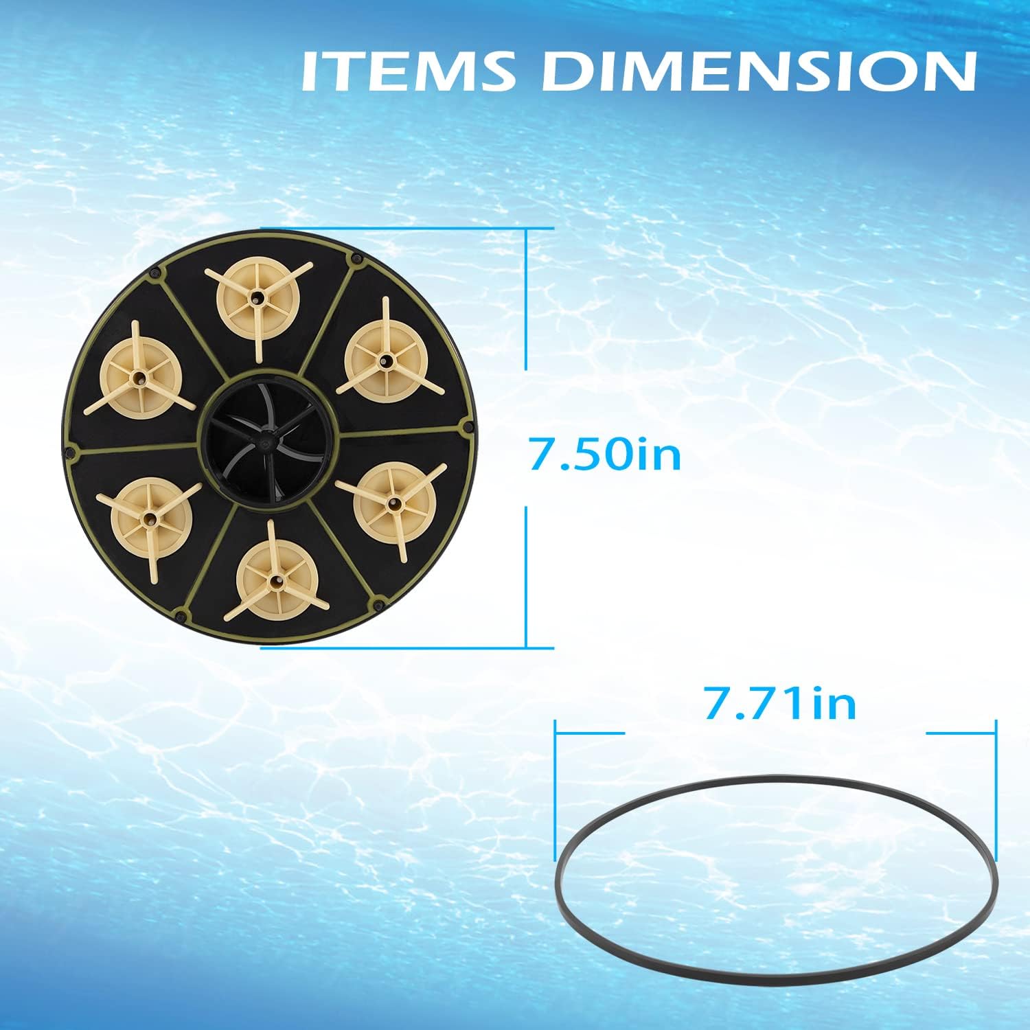 Diagram showing dimensions of the 6-port module and O-ring