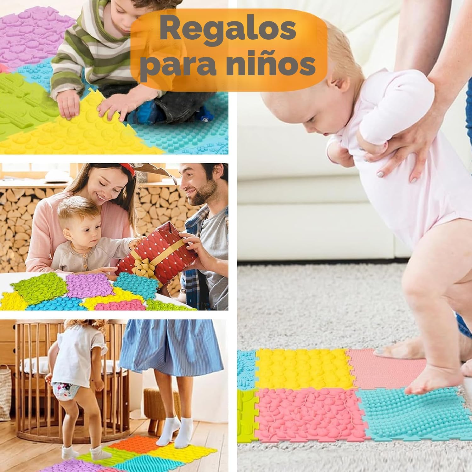 Tapete de Juego ortopédico de Rompecabezas de Masaje, tapete de Entrenamiento sensorial Texturizado, Azulejos para niños y Adultos, niños autistas
