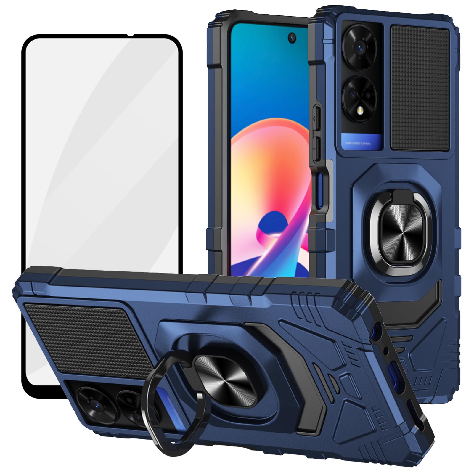 Ailiber for TCL 50 XE Magnetic Case, TCL 50 XE Phone Case with Screen Protector, Ring Kickstand for Car Mount, Military Grade Shockproof Rugged Cell