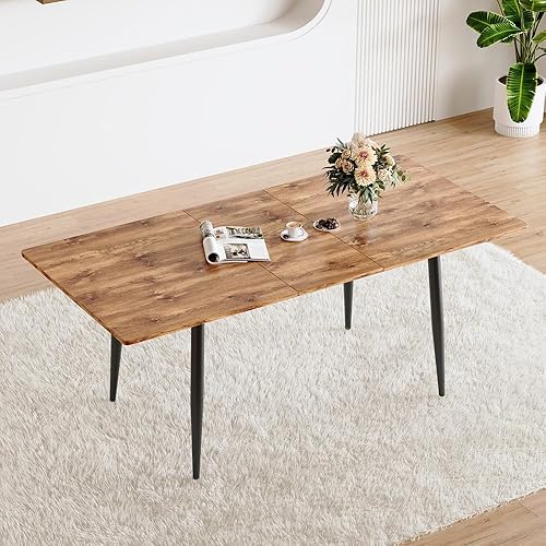 Miniatura 2 de FURNITO Mesa de comedor extensible de 59 a 75 pulgadas, mesa de comedor grande para 4-8, mesa de comedor moderna con patas de metal, mesa de comedor