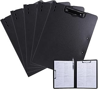 FRETONBA Clipboard Folder, 5 Pack A4 Foldable Clipboard with Horizontal and Vertical Double Metal Clips, 360 Degree Foldab