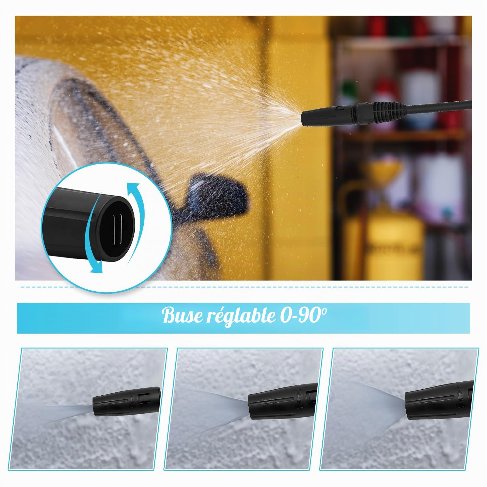 Kit de rechange pour pistolet nettoyeur haute pression XtraHorn pour Karcher K2 K3 K4 K5 K7, pistolet de pulvérisation à déclencheur avec lance d’extension, système de déverrouillage à connexion