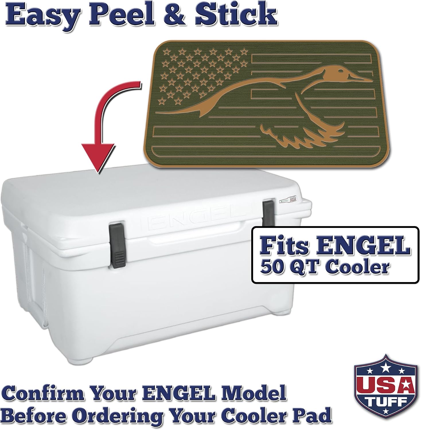USATuff SeaDek EVA Mat Cooler Pad fits Engel | Peel & Stick Application | Non Slip Comfort Accessories - US Flag Duck Outdoorsman Hunt Design (OG-M)
