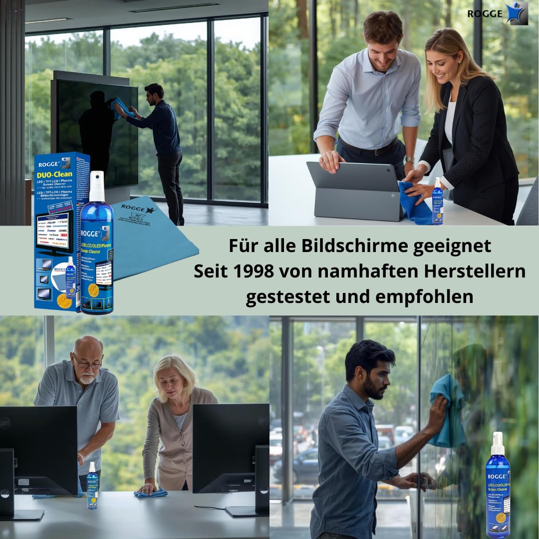 ROGGE DUO-Clean Original. LCD, TFT, LED TV Touch Screen + Plasma Cleaner incl. Microfiber Wipes 38x40cm.The Original since 1998.