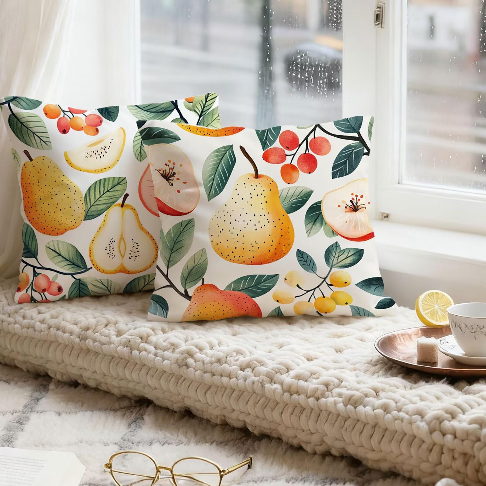 Amarillo Funda Cojin 60x60 Fruta Funda Almohada 60x60 Cojines Sofa Súper Suave Fundas Cojines Decorativos Fundas Almohadas 4 Piezas Cervicales y Cuello, para Hogar Sofa Cama Salon Decoracion E - 597