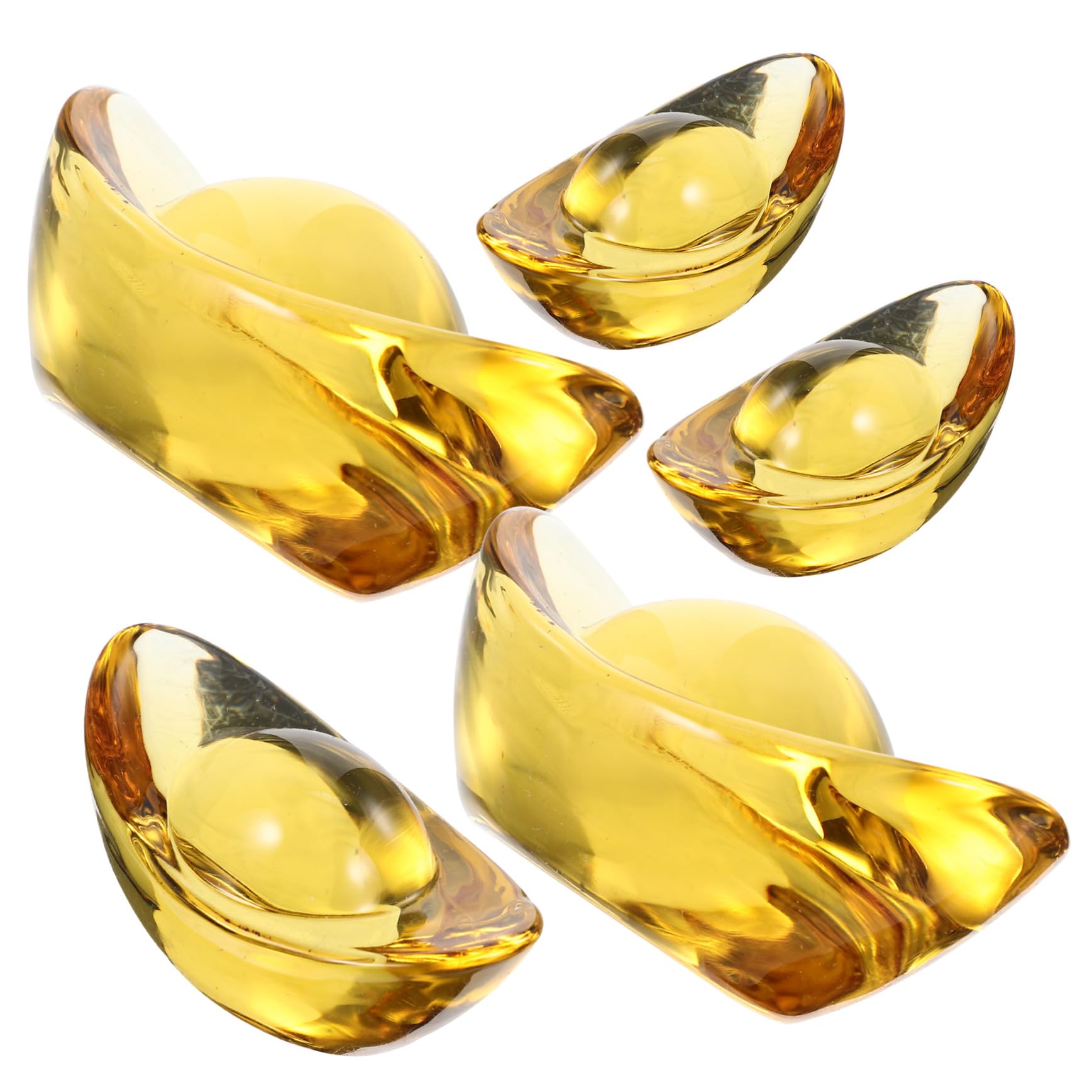 OUNONA Estatua de Lingotes de Cristal Dorado Detalles 5 Piezas y Acabado Artesanal Retro para Decoración de Escritorio y Oficina