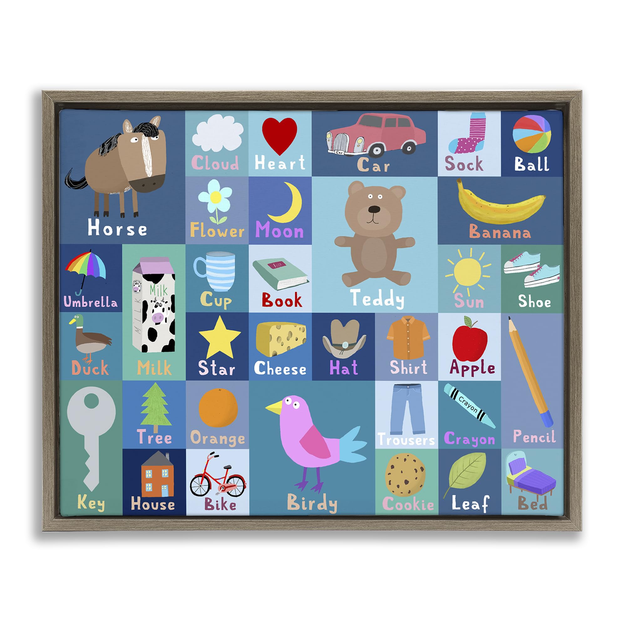 'Blue First Words'| Floating Frame Canvas Art
