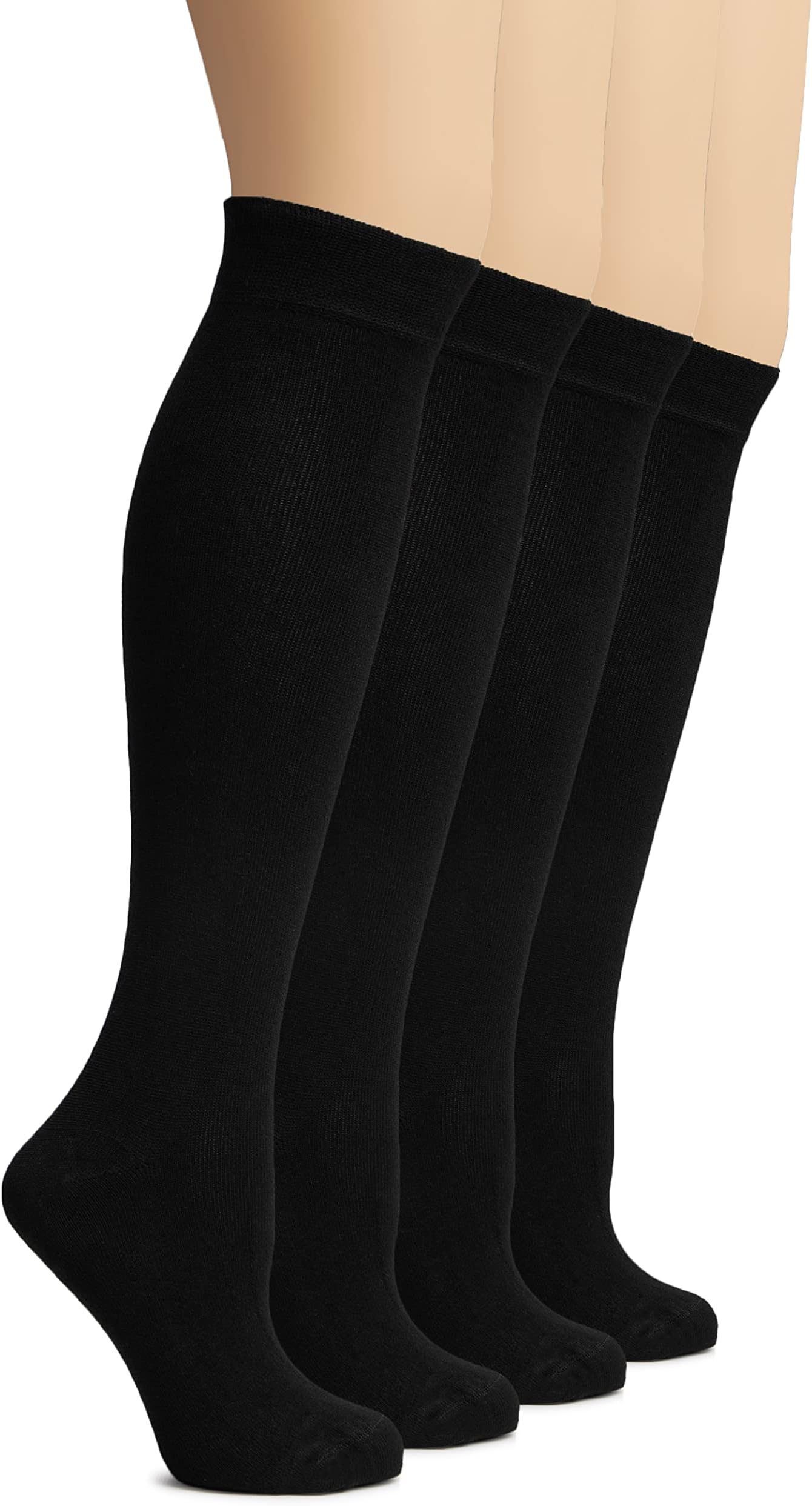 Hugh Ugoli Women's Rayon Derived from Bamboo Knee High Socks Comfort Seam Long Dress Socks, Shoe Size 5-8/8-11, 4 Pairs