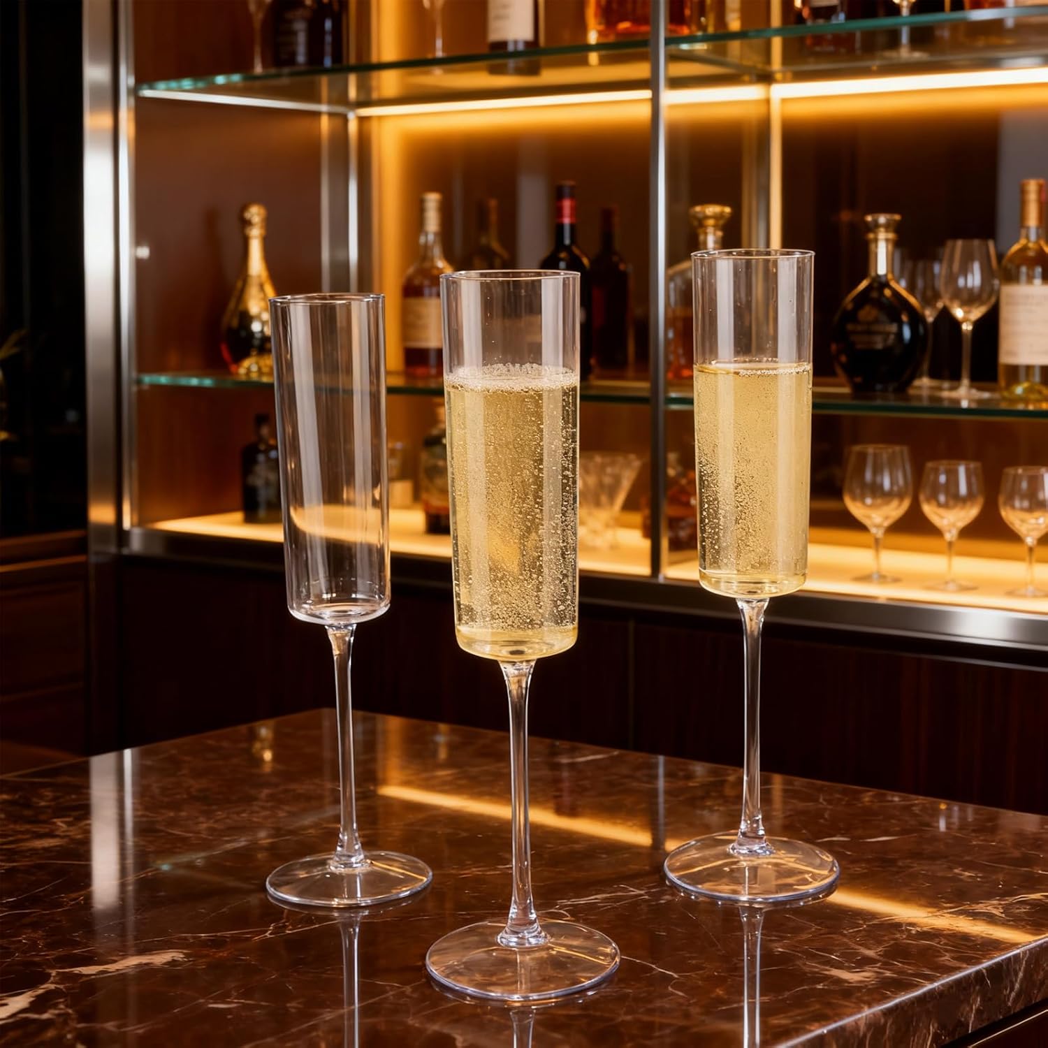 Ciaell 24 Pack Plastic Champagne Flutes - Clear 6 Oz Disposable Champagne Glasses - Square Plastic Toasting Glasses for Party Birthday Anniversary Wedding - Image 6