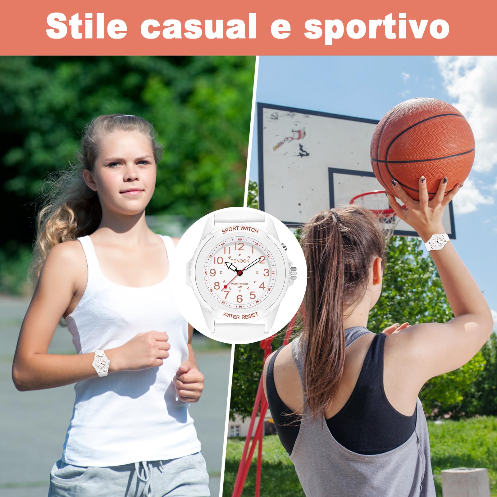 TENOCK Orologio Da Polso Sportivo Da Donna Analogico Al Quarzo 50 M Impermeabile Con Luce Notturna Per Abbinamenti Casual O Attività Sportive