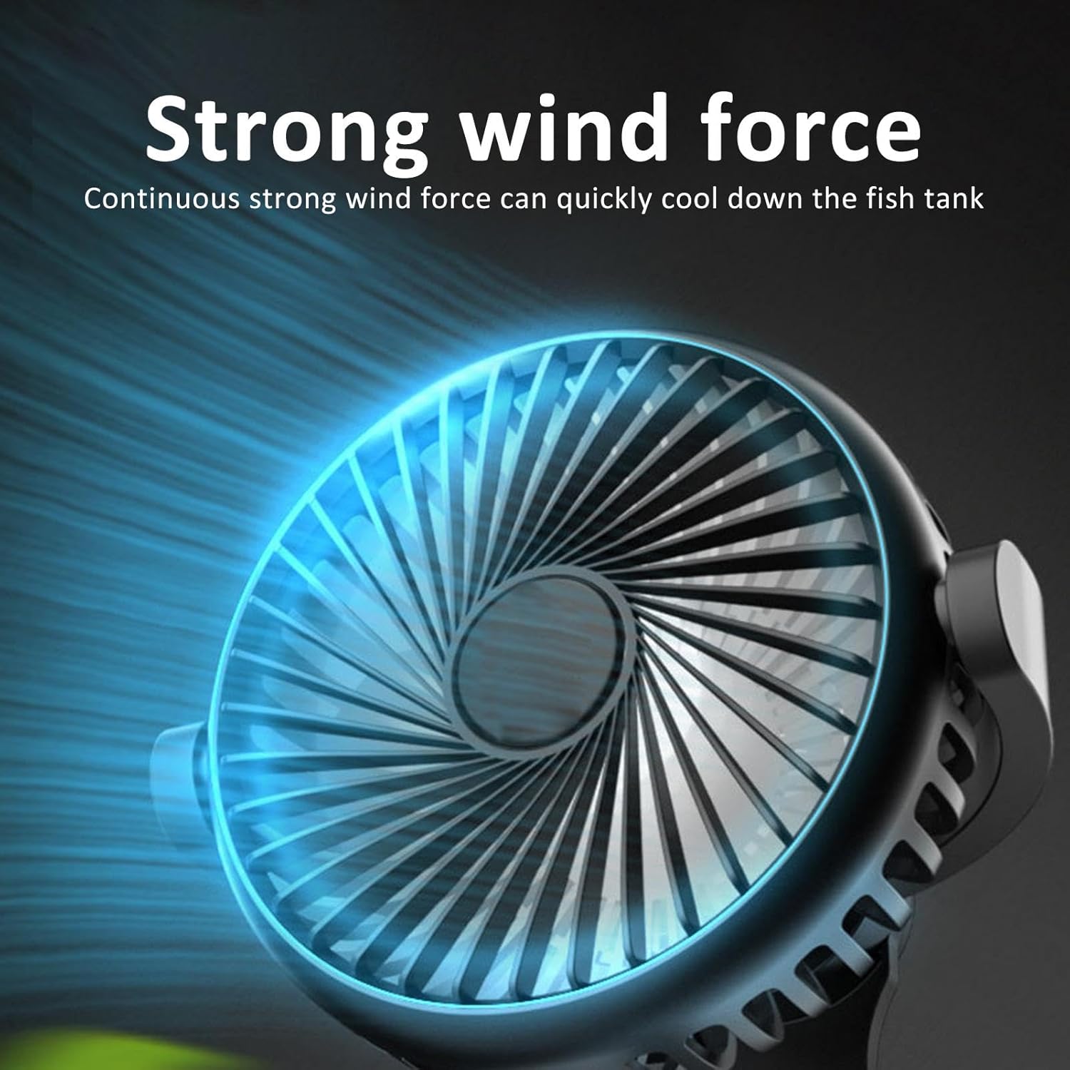 Aquarium Chiller Quiet Cooling Fan with USB Cable 360° Rotation for Fish Tank Aquatic Environments