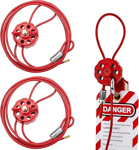 Miniatura 13 de Cerraduras de cable de bloqueo con 2 llaves | Cable de acero de PVC ajustable de 0.16 x 31.5 pulgadas compatible con OSHA | para válvulas, paneles y