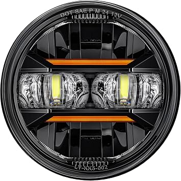 AUDEXEN 5.75" LED Headlight for Harley, Amber Signals & White DRL Round 5.75 Inch Motorcycle Headlight Compatible with Dyna Sportster Softail Iron 883 Street Bob Street Rod Super Wide Glide, Black