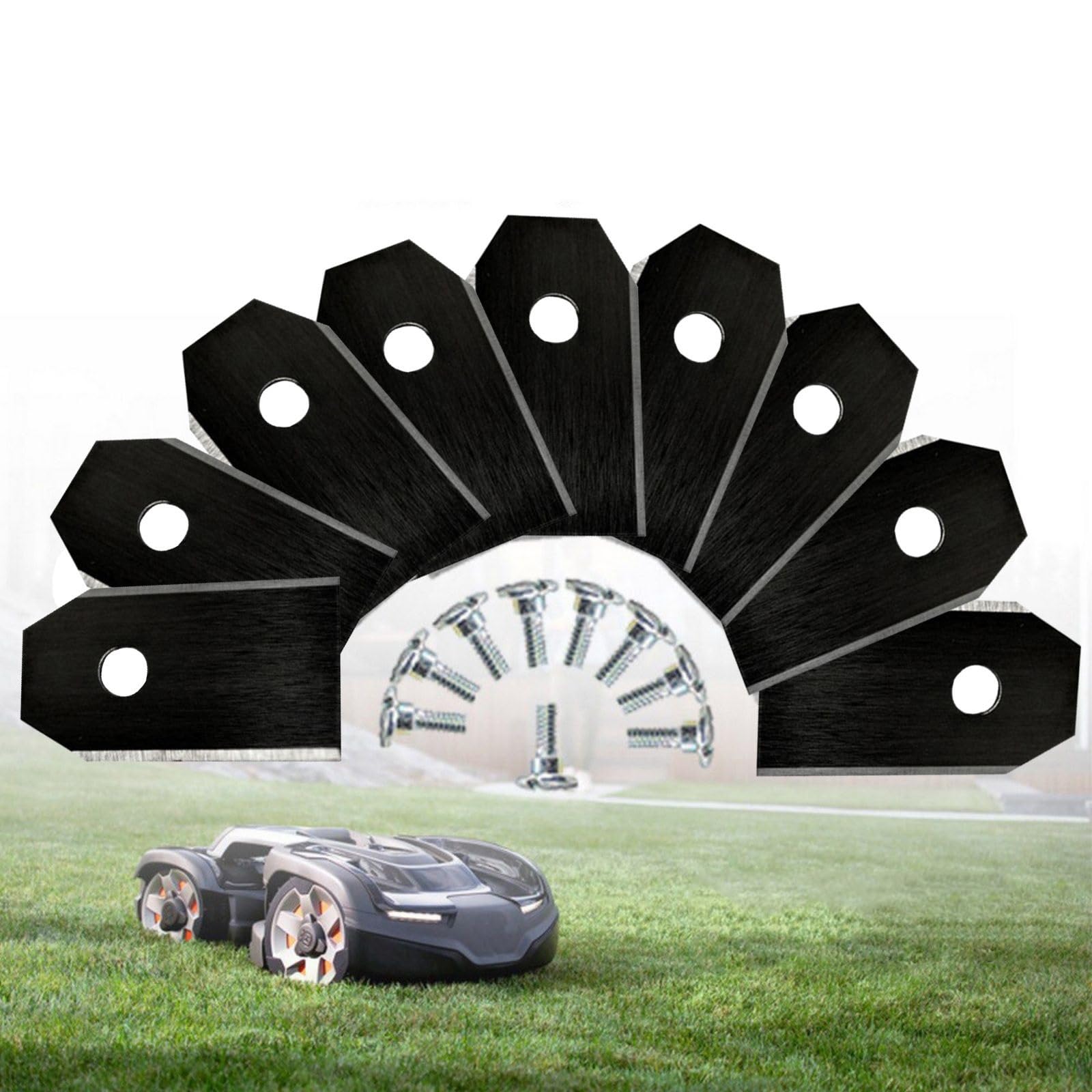 Cuchilla de cortacésped de 30 Uds. Cuchillas de Repuesto de Acero Inoxidable recubiertas de Titanio Negro con Piezas de Tornillo for Husqvarna for Automower