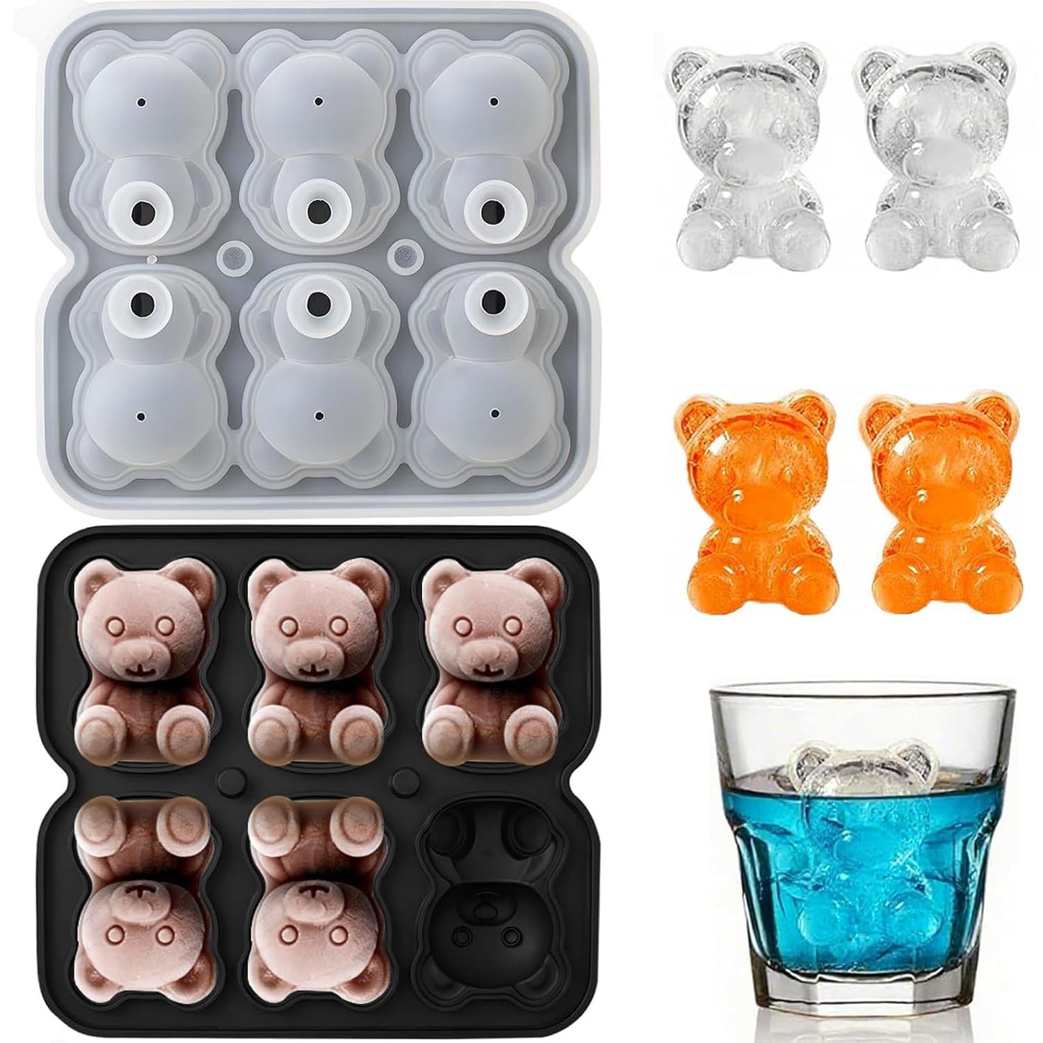 YXHZVON Silikon Eiswürfelformeiner Bär, 3D Bär Eiswürfelbehä