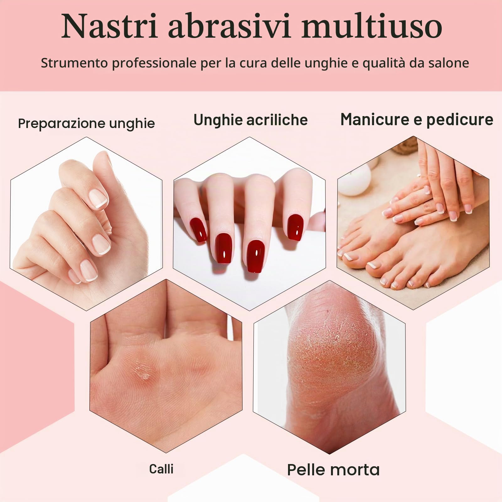 100 pezzi di bande abrasive piccole con punta a mandrino da 3 mm aggiornata,rimozione di unghie in gel, Bande piccole per la levigatura delle unghie #180 Rosa