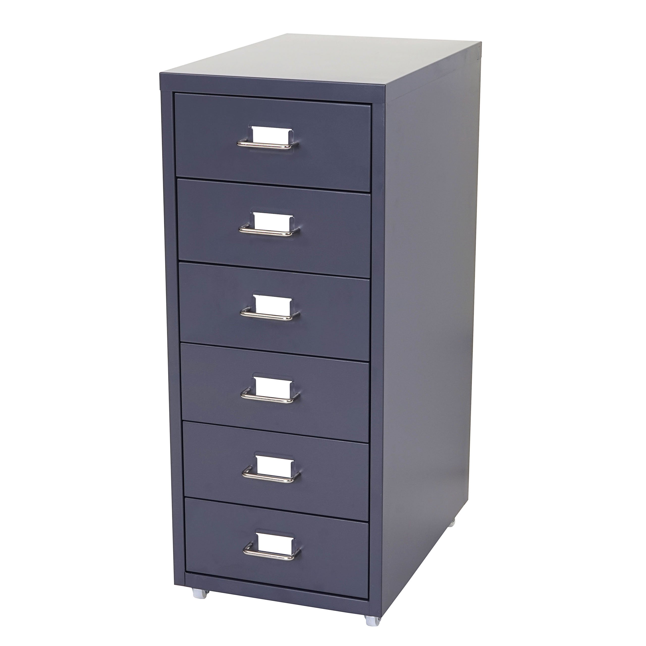 Mendler Cassettiera classificatore ufficio mobile Boston T851 con ruote 6 cassetti 69x28x41cm - antracite