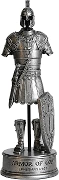 Grace4Joy Armor of God Statue, 10 Inches Full Armor of God Figurine DIY Creative Assembly Kit, Hand Painted Suit of Armor Resin Statue Tabletop Decor Funny Gifts for Men