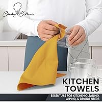 Vista 4 de Toallas de cocina de algodón clásico amarillo mostaza, para secar pintura en aerosol, sublimación, bordado, costura de 18 x 28 pulgadas, sin