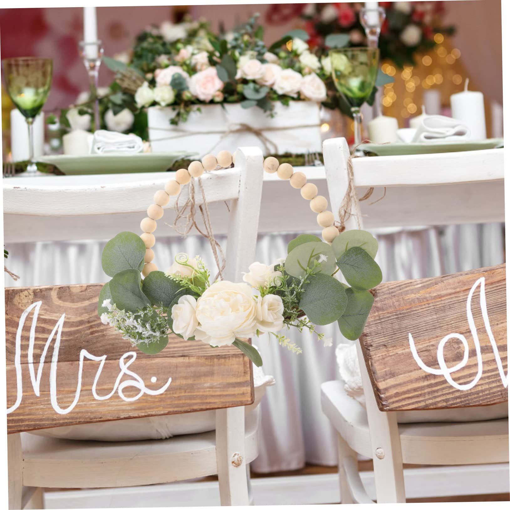 3stücke Holzperlen Girlande Mit Kunstblumen Romantische Wanddeko Für Hochzeit Festlichkeiten Und Zuhause Nordic Stil Für Liebevolle Atmosphäre Und Kreative Dekoration