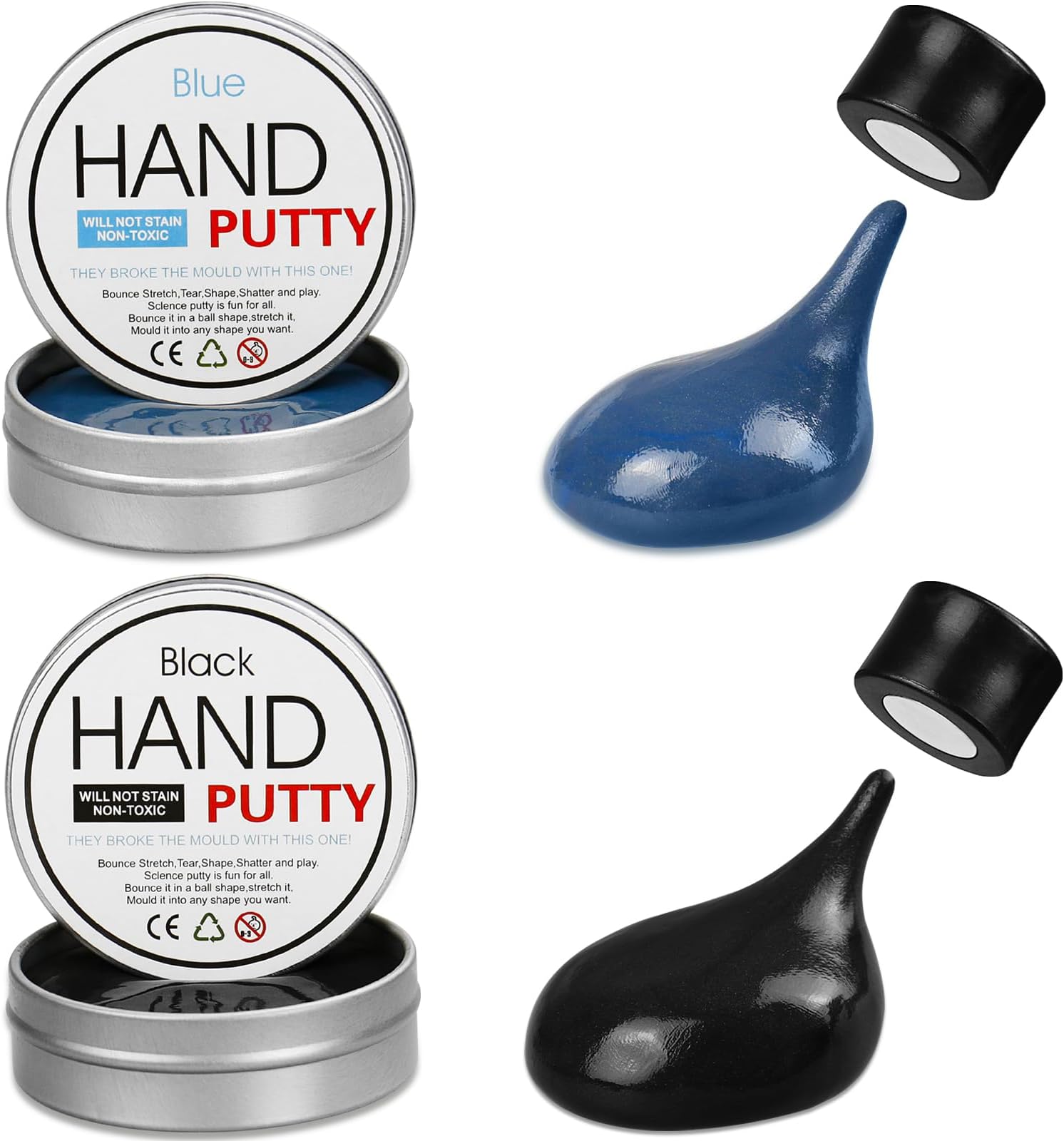Magnetic Slime Putty, Magnetic Space Putty Slime with Upgraded Magnet Toys for Kids Adults, Fidget Toy Stress Reliever Puddy for Christmas Birthday Gifts Stocking Stuffers (2 Pack, Blue&Black)