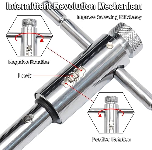 Miniatura 11 de KOOTANS Llave de grifo con mango en T de trinquete + 5 piezas M3 M4 M5 M6 M8 Tornillo de máquina de rosca métrica de fresado en forma de T, juego