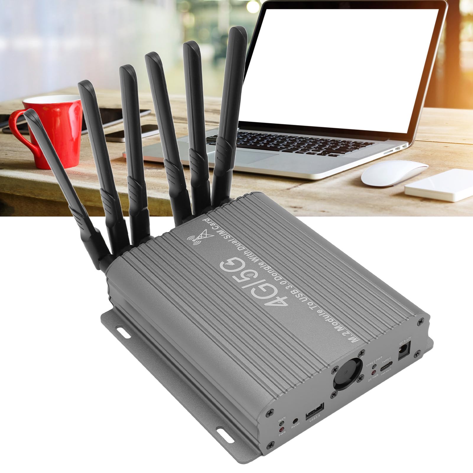 4G/5G-Modul auf USB 3.0-Adapter, NGFF M.2 auf USB 3.0-Dongle mit Dual-SIM-Kartensteckplatz, Dual-Lüfter, High-Gain-Antenne, Hilfsstromversorgung, Unterstützt 3042/3052 M.2 Key