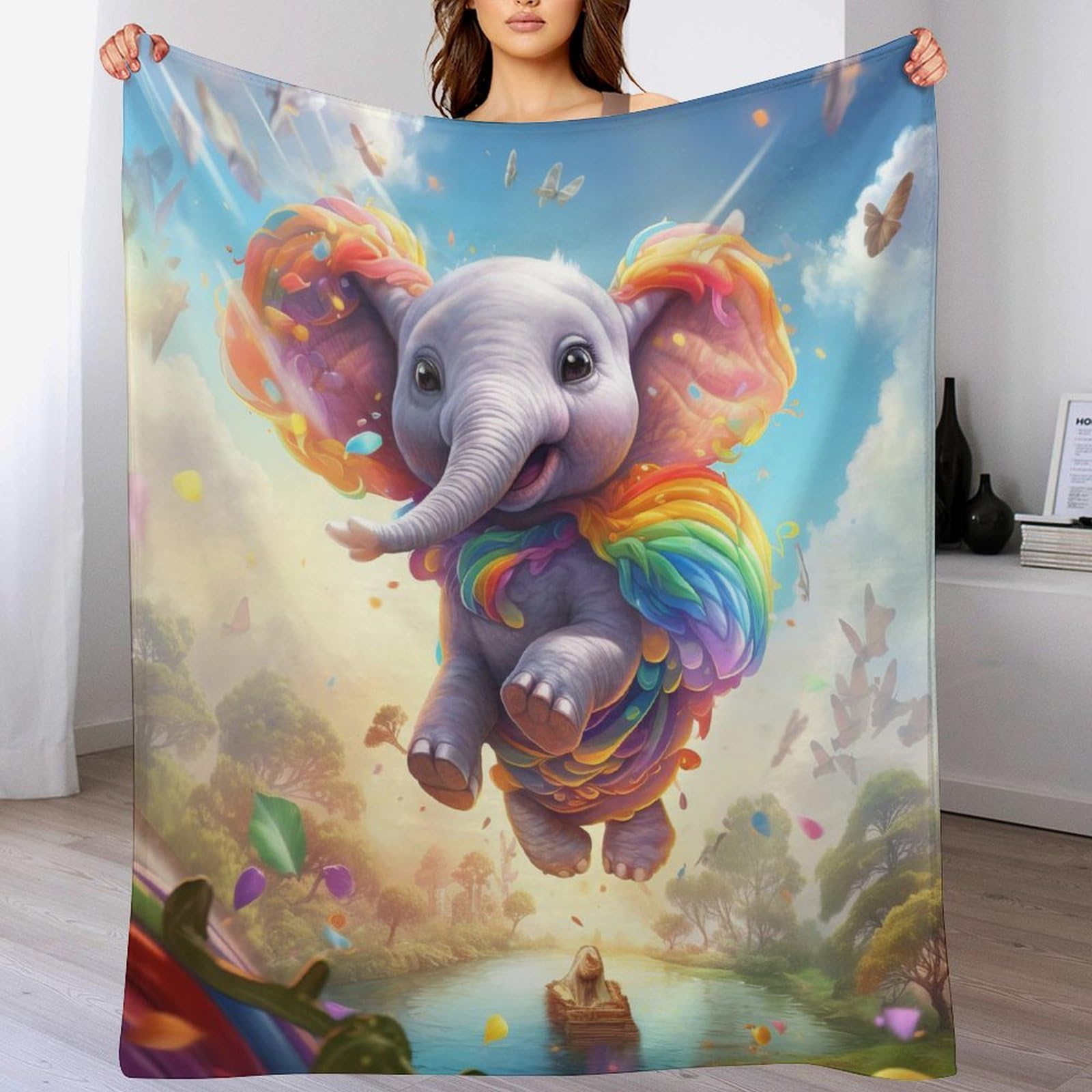 Couverture éléphant flanelle finies les soirées froides grand plaid canapé chaud 180x200