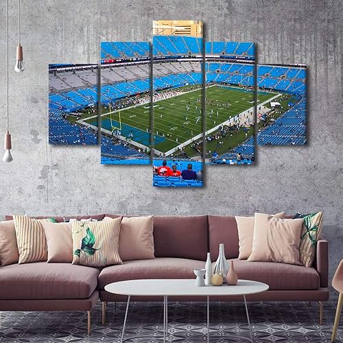 Vista 286 de Cuadros de estadios deportivos de fútbol americano de Minnesota, cuadros de vikingos, 5 paneles, lienzo para pared, arte de pared del estadio